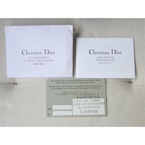 dior authenticity card.